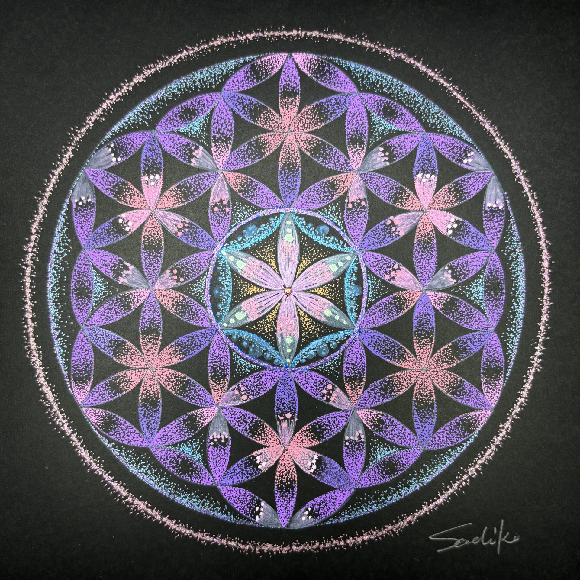 SALE☆エナジーアートエベレスト曼荼羅フラワーオブライフ F10号 SALE☆エナジーアートエベレスト曼荼羅フラワーオブライフ F10号